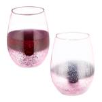 Verre à vin en lot de 2 Rose foncé - Argenté - Verre - 10 x 12 x 10 cm