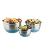 Bol mélangeur lot de 3 saladiers inox Bleu clair - Argenté