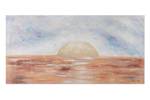 Tableau peint New Sunrise of Life Bleu - Rose foncé - Bois massif - Textile - 120 x 60 x 4 cm