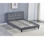 Bett aus grauem Kunstleder 140x200cm Grau - 140 x 200 cm