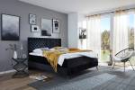 Lit boxspring SINDAR avec visco-topper Noir - Argenté - Largeur : 162 cm - Argenté