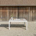 Ausziehbarer Gartentisch TULUM Weiß - Metall - 100 x 75 x 160 cm