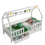 Hausbett Kinderbett Thalassas Ⅴ Braun - Weiß - Holzwerkstoff - Metall - Massivholz - Holzart/Dekor - 97 x 151 x 206 cm