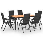 Salle à manger (lot de 7) 3060055 Noir - Bois manufacturé - Métal - Matière plastique - 90 x 74 x 150 cm