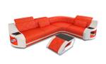 Ledersofa Genua Orange - Weiß