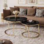 Runder Couchtisch CIRI 2in1 Gold Chrom Schwarz - Hochglanz Schwarz