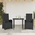 Bistro-Set-k224 ( 3-tlg ) Schwarz - Massivholz - Höhe: 1 cm