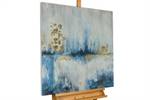 Tableau peint à la main Sacred Realms Beige - Bleu - Bois massif - Textile - 80 x 80 x 4 cm