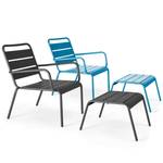 2er-Set Relaxsessel mit Hocker Palavas Marineblau