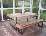 Esszimmergarnitur A15 (2-teilig) Braun - Holzwerkstoff - Metall - Holzart/Dekor - Holz teilmassiv - 200 x 80 x 90 cm