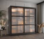 ARMOIRE À PORTES COULISSANTES FLUTES Largeur : 180 cm - Noir