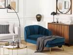 Chaiselongue ALLIER Blau - Gold - Marineblau - Armlehne davorstehend rechts - Ecke davorstehend links