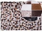 Tapis patchwork CESME Beige - Noir - Marron - Gris - Blanc - Cuir véritable - 230 x 160 x 160 cm