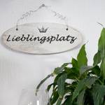 Wandschild Lieblingsplatz Shabby-Look Weiß - Holzart/Dekor - Holz teilmassiv - 25 x 10 x 1 cm