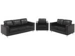 Couchgarnitur ACKLEY 3er-Set Schwarz - Kunstleder