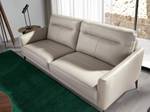 3-Sitzer-Sofa aus grauem Leder und Stahl Grau - Echtleder - Textil - 192 x 87 x 88 cm