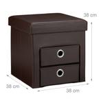 Tabouret de rangement carré pliant Marron foncé - Argenté