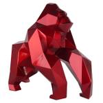 Sculpture moderne Power of the Gorilla Rouge - Pierre artificielle - Matière plastique - 49 x 44 x 24 cm