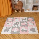 Puzzlematte für Babys - Bauernhof Grau - Pink - Weiß