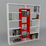 Bücherregal Ample Weiß Rot Rot - Weiß - Holzwerkstoff - 125 x 135 x 22 cm