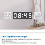 LED Badspiegel Bluetooth Uhr Lupe 14BST 100 x 60 cm