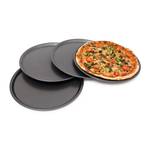 Pizzablech rund 4er Set Grau - Metall - 33 x 2 x 33 cm