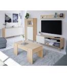 Meuble TV 2 niches et 1 porte Blanc - Bois manufacturé - Matière plastique - 40 x 50 x 135 cm