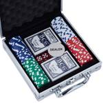 Pokerkoffer mit 100 Chips Silber - Metall - Kunststoff - Textil - 21 x 23 x 7 cm
