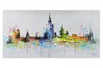 Bild gemalt Warsaw Skyline Silhouette Massivholz - Textil - 120 x 60 x 4 cm