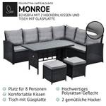 Garten Lounge MONROE Schwarz - Kunststoff - Polyrattan - 230 x 82 x 180 cm