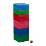 Bunter Wackelturm aus Holz Blau - Grün - Rot - Holzwerkstoff - 8 x 25 x 8 cm