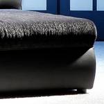 Canapé d'angle Pearl Convertible - Revêtement : cuir synthétique noir - Tissu structuré anthracite - Méridienne à droite (vue de face)