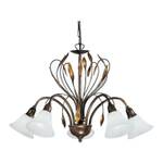 Lampadario Campana Metallo/Vetro - Bronzo/Opale - 5 luci