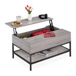 Aufklappbarer Couchtisch Schwarz - Grau - Holzwerkstoff - Metall - 90 x 58 x 87 cm