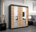 Armoire à portes coulissantes Pole Noir - Imitation chêne - Largeur : 180 cm - 2 porte