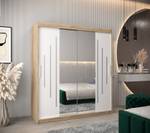 Armoire à portes coulissantes york 1 Imitation chêne de Sonoma - Blanc - Largeur : 180 cm - 2 porte