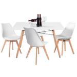 TABLE A MANGER ET 4 CHAISES Blanc - Bois manufacturé - En partie en bois massif - 70 x 72 x 110 cm