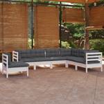 7-tlg. Garten-Lounge-Set mit Kissen Weiß Weiß