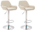 Tabouret de bar Braga Lot de 2 Blanc crème - Argenté