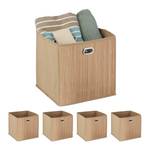 5x paniers de rangement en bambou haut Beige - Marron clair