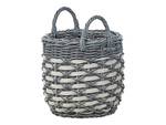 Outdoor Blumentopf GEFIRA 3-tlg Grau - Weiß - Polyrattan - 49 x 50 x 49 cm