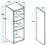 Vitrine Luke V1 mit Alu-füße Schwarz - Weiß - Höhe: 138 cm