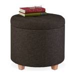 Pouf de rangement rond Marron - Bois manufacturé - Matière plastique - 44 x 41 x 44 cm