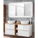 Badezimmer Waschtisch & LED-Spiegel Set Weiß - Holzwerkstoff - 140 x 190 x 48 cm