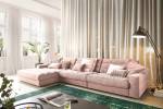 Ecksofa LANA XL Sofa Cord Recamiere Pink - Ecke davorstehend links