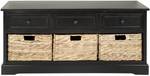 TV-Lowboard Damien Kiefer massiv Schwarz / Beige