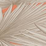 Vliestapete Palmenblätter Orange Greige Beige - Grau - Orange - Weiß