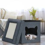 Grotte pour chat en gris foncé Noir - Gris - Blanc - Bois manufacturé - Matière plastique - Textile - 40 x 44 x 40 cm