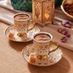 Kaffeetassen Set Afife (2er Set) Gold - Weiß - Porzellan - 17 x 17 x 17 cm