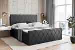 Boxspringbett LEPARO-Z Hochglanz Schwarz - Breite: 160 cm - H4